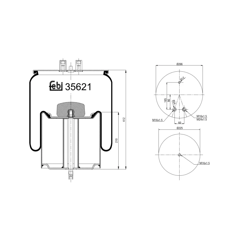Soufflet à air, suspension pneumatique FEBI BILSTEIN 35621