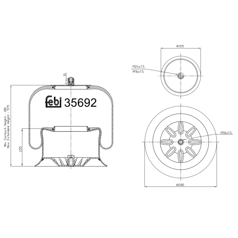 Soufflet à air, suspension pneumatique FEBI BILSTEIN 35692