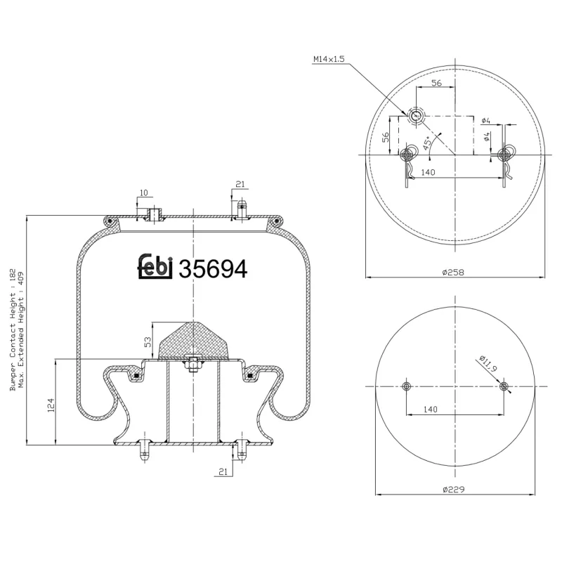 Soufflet à air, suspension pneumatique FEBI BILSTEIN 35694