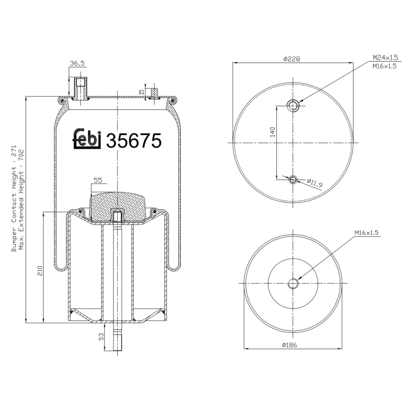 Soufflet à air, suspension pneumatique FEBI BILSTEIN 35675