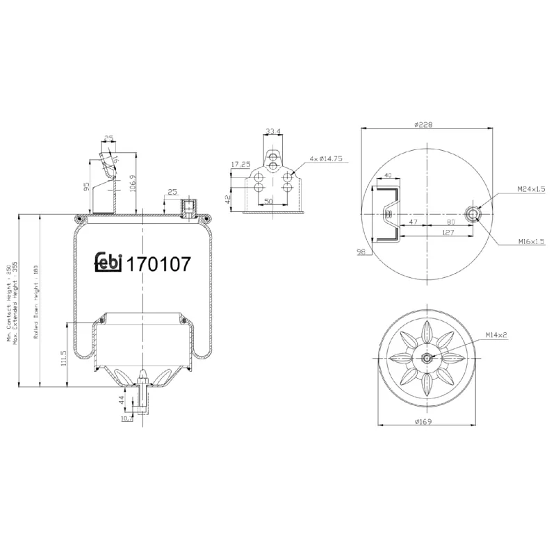 Soufflet à air, suspension pneumatique FEBI BILSTEIN 170107