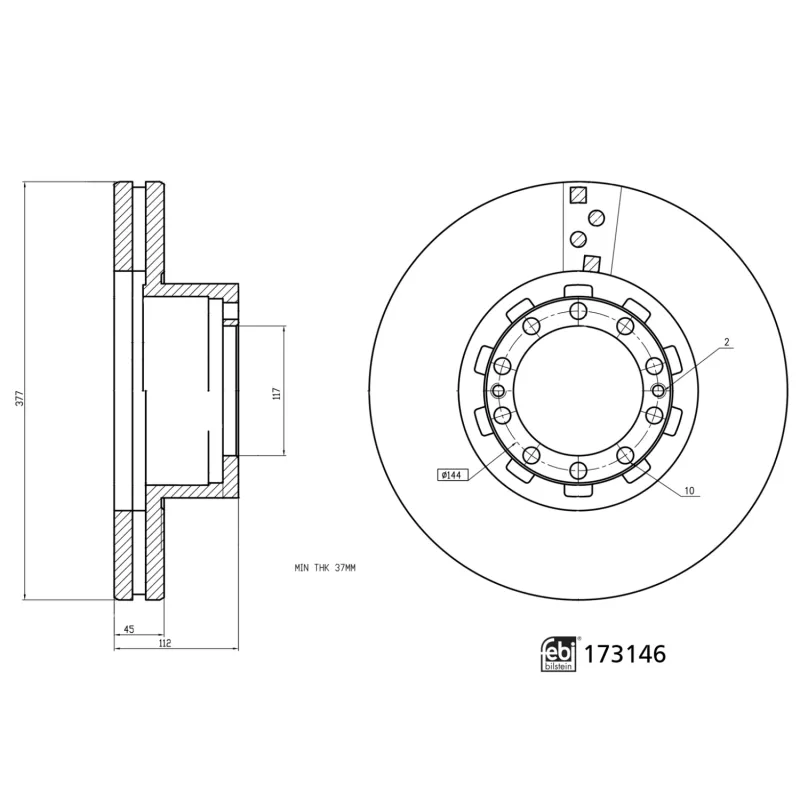 Jeu de 2 disques de frein avant FEBI BILSTEIN 173146