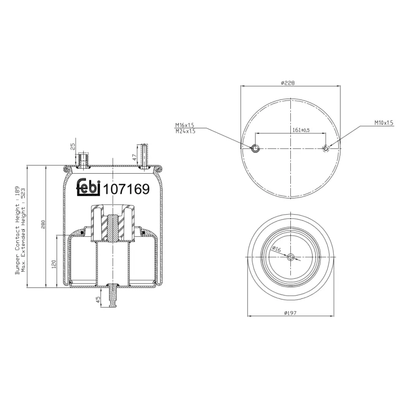 Soufflet à air, suspension pneumatique FEBI BILSTEIN 107169