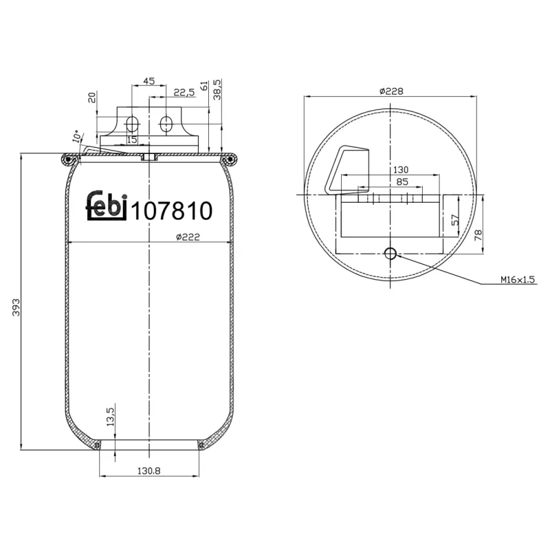 Soufflet à air, suspension pneumatique FEBI BILSTEIN 107810