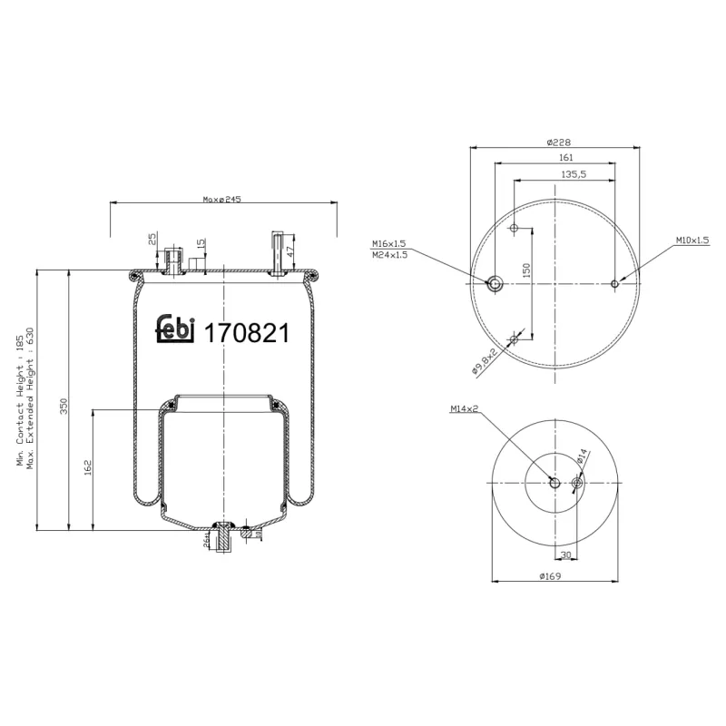 Ressort pneumatique, suspension pneumatique FEBI BILSTEIN 170821