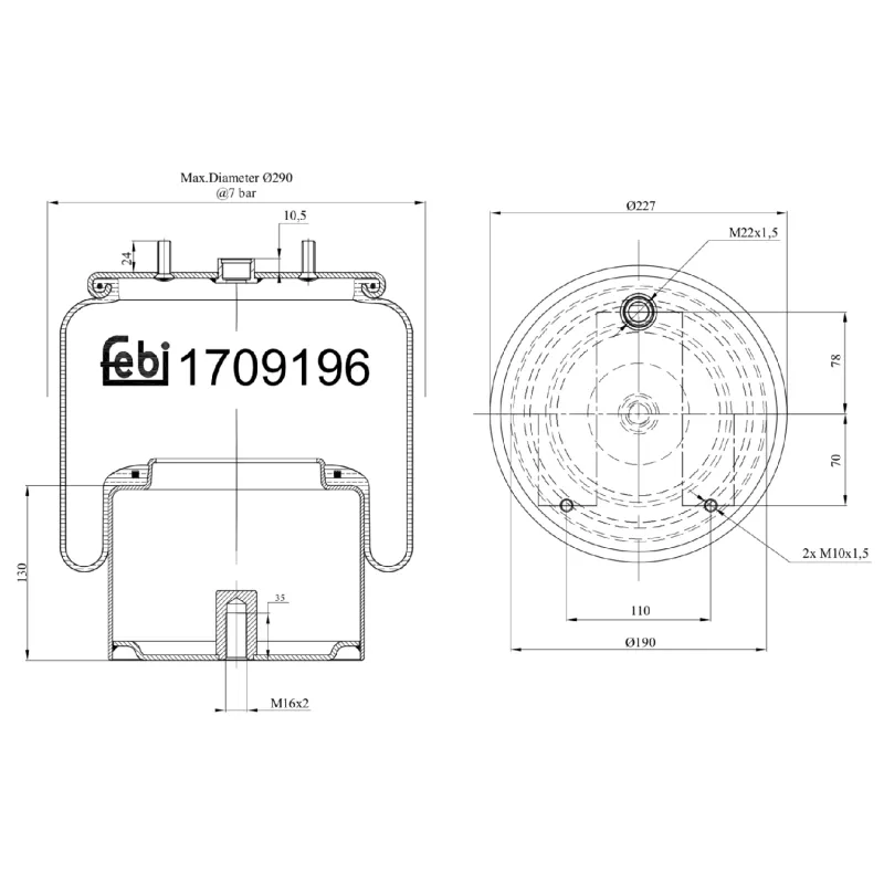 Ressort pneumatique, suspension pneumatique FEBI BILSTEIN 170919