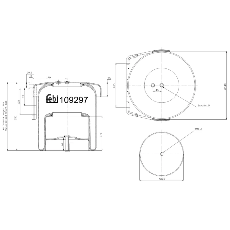 Soufflet à air, suspension pneumatique FEBI BILSTEIN 109297