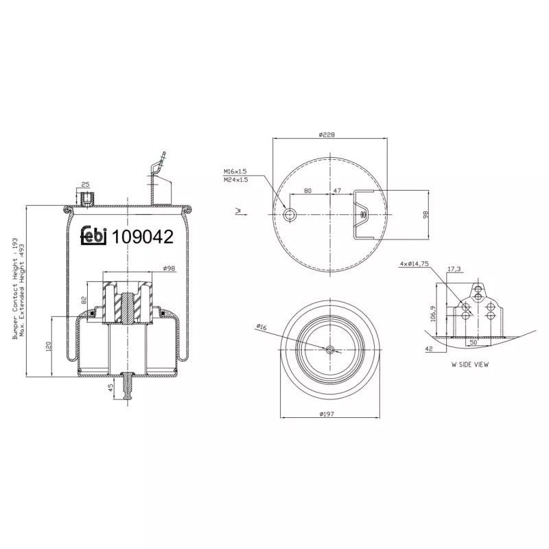 Soufflet à air, suspension pneumatique FEBI BILSTEIN 109042