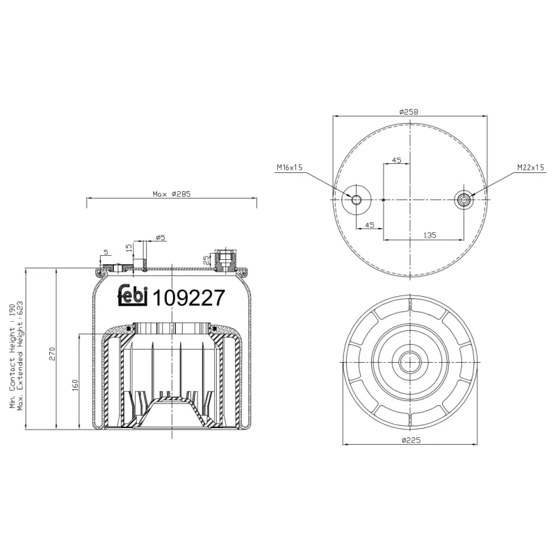 Soufflet à air, suspension pneumatique FEBI BILSTEIN 109227