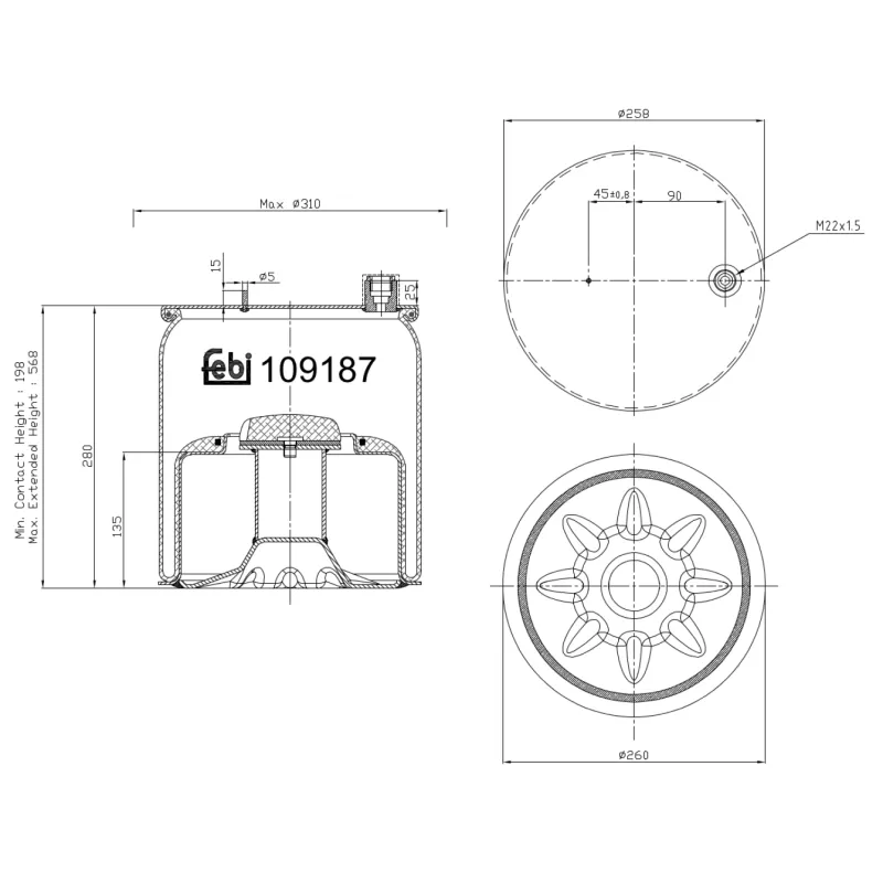 Soufflet à air, suspension pneumatique FEBI BILSTEIN 109187