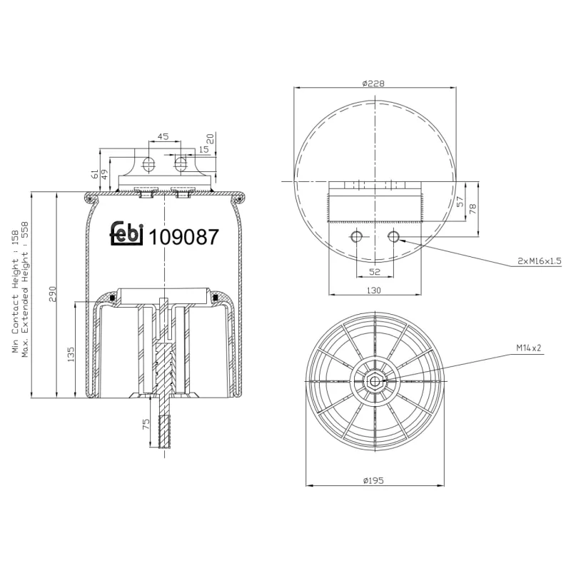 Soufflet à air, suspension pneumatique FEBI BILSTEIN 109087