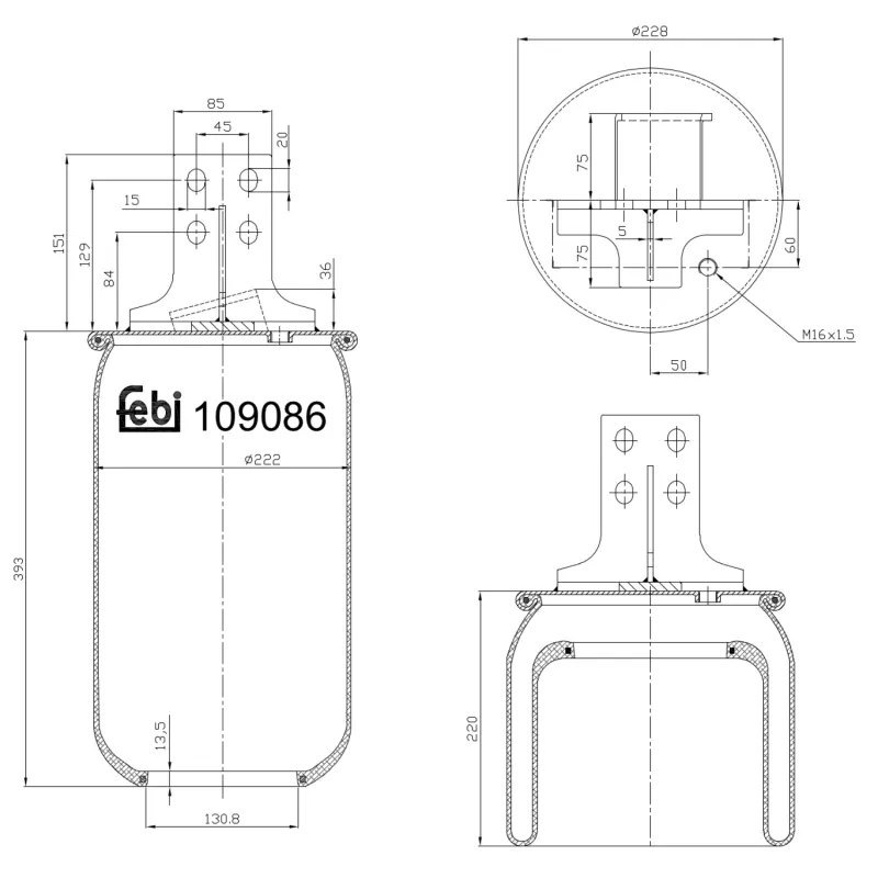 Soufflet à air, suspension pneumatique FEBI BILSTEIN 109086