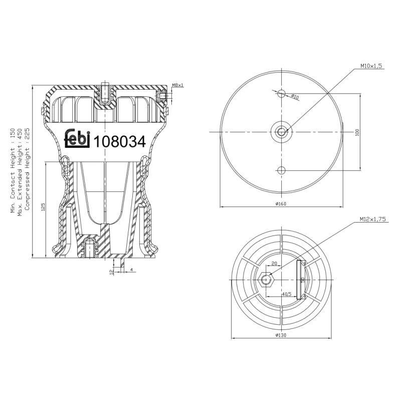 Soufflet à air, suspension pneumatique FEBI BILSTEIN 108034