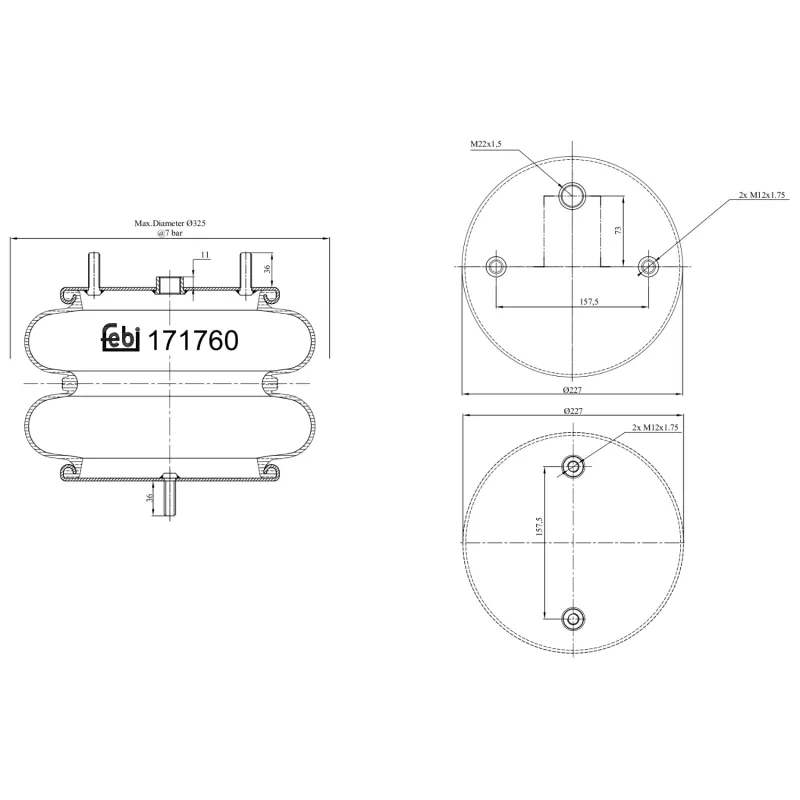 Ressort pneumatique, suspension pneumatique FEBI BILSTEIN 171760