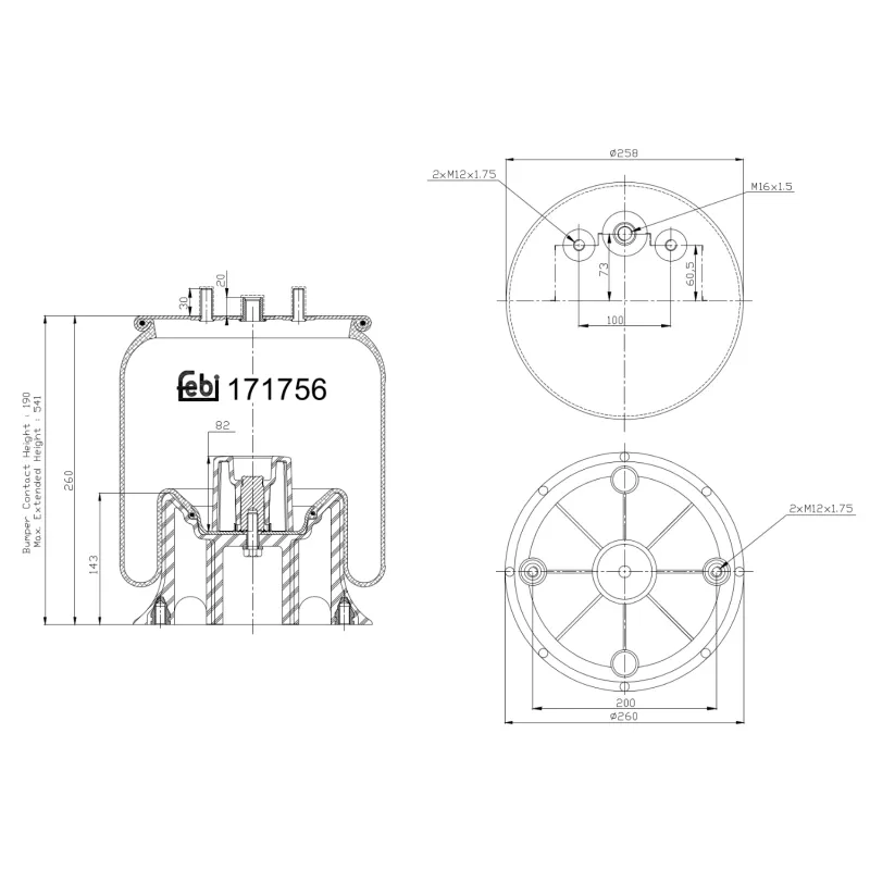 Ressort pneumatique, suspension pneumatique FEBI BILSTEIN 171756