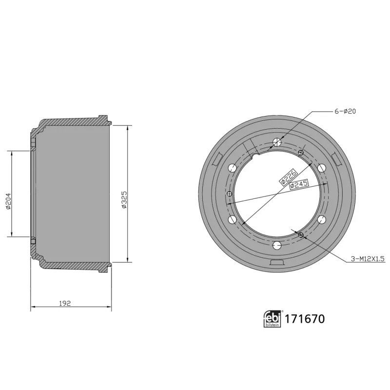Tambour de frein FEBI BILSTEIN 171670