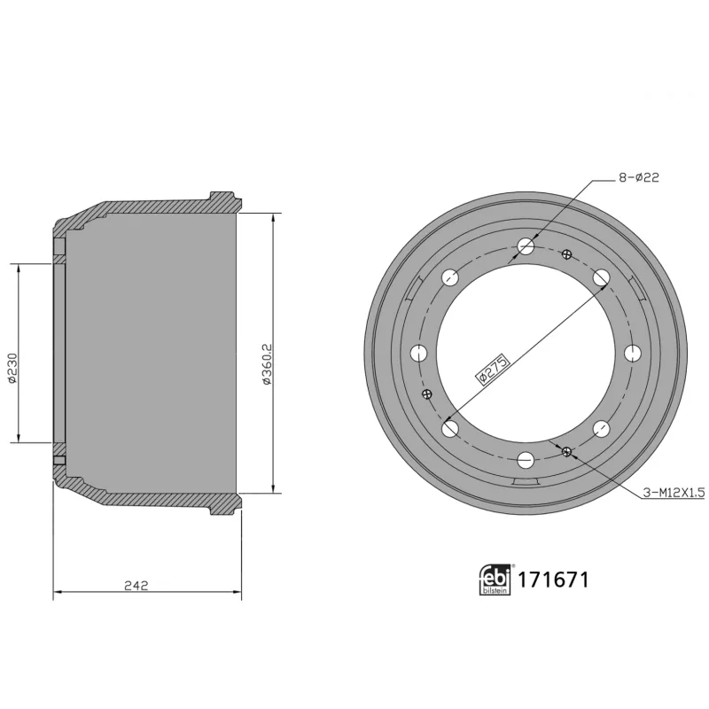 Tambour de frein FEBI BILSTEIN 171671