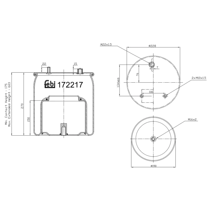 Ressort pneumatique, suspension pneumatique FEBI BILSTEIN 172217