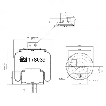 Ressort pneumatique, suspension pneumatique arrière droit FEBI BILSTEIN