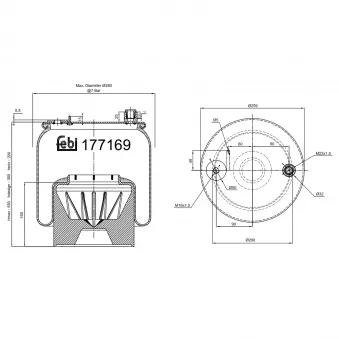 Ressort pneumatique, suspension pneumatique arrière droit FEBI BILSTEIN