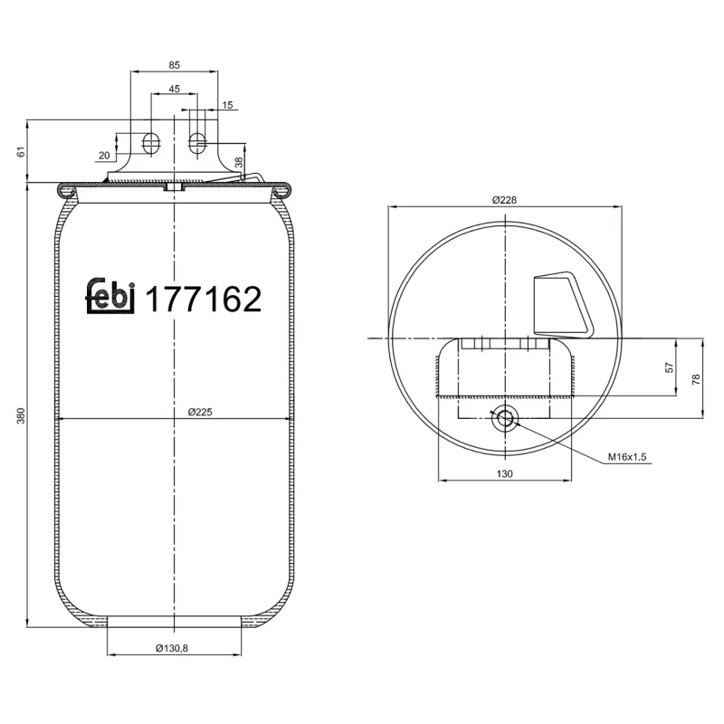 Ressort pneumatique, suspension pneumatique avant gauche FEBI BILSTEIN 177162