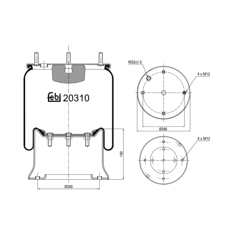 Soufflet à air, suspension pneumatique FEBI BILSTEIN 20310