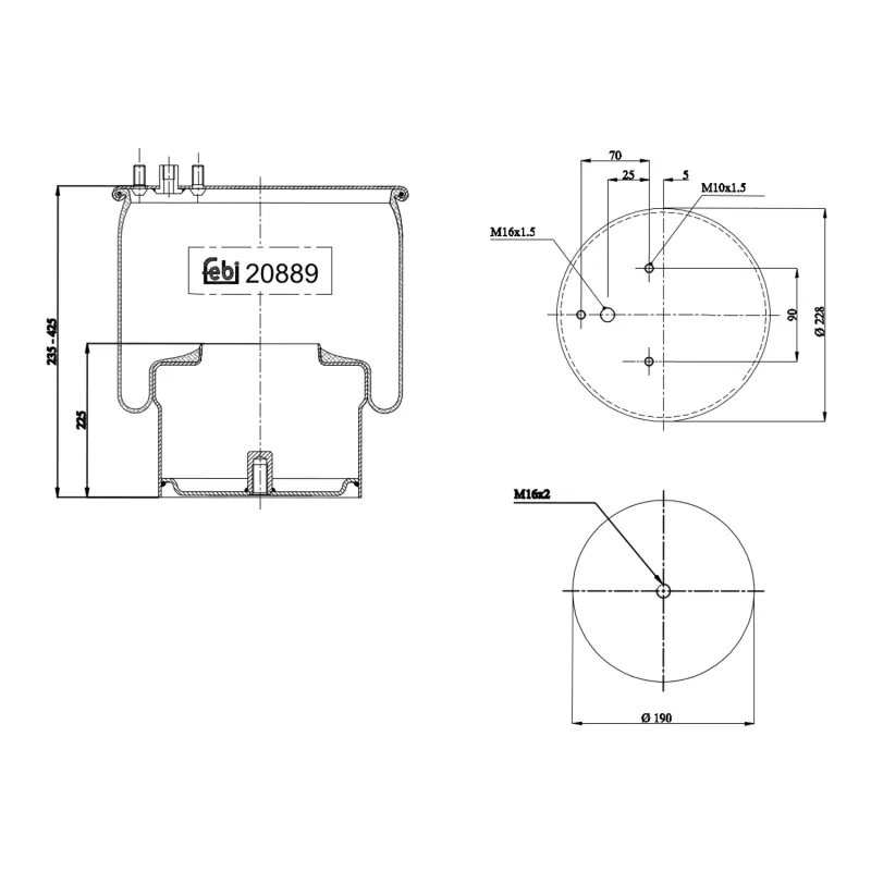 Soufflet à air, suspension pneumatique FEBI BILSTEIN 20889