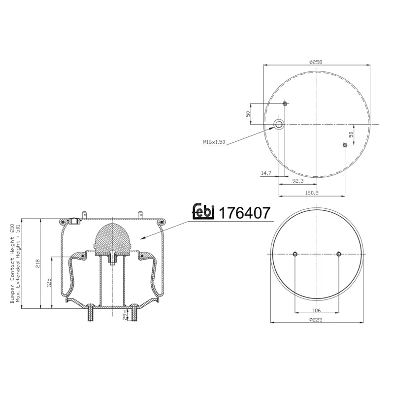 Ressort pneumatique, suspension pneumatique FEBI BILSTEIN 176407