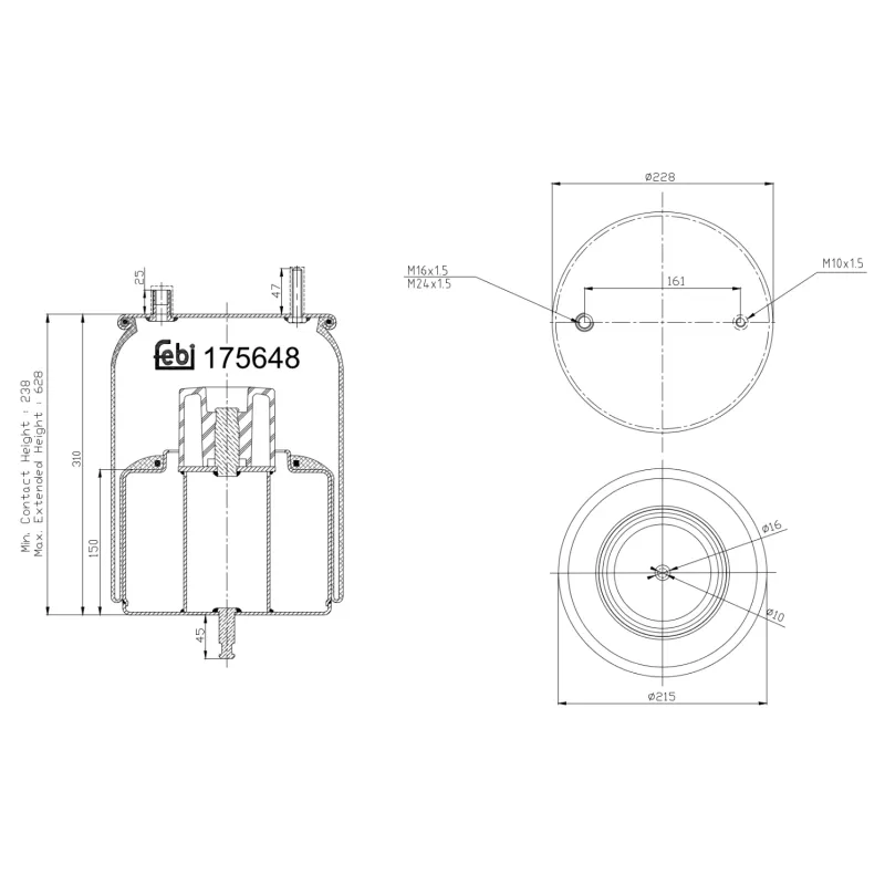 Ressort pneumatique, suspension pneumatique FEBI BILSTEIN 175648