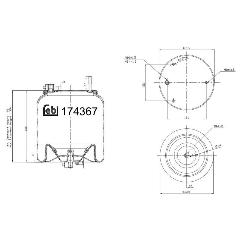 Ressort pneumatique, suspension pneumatique FEBI BILSTEIN 174367