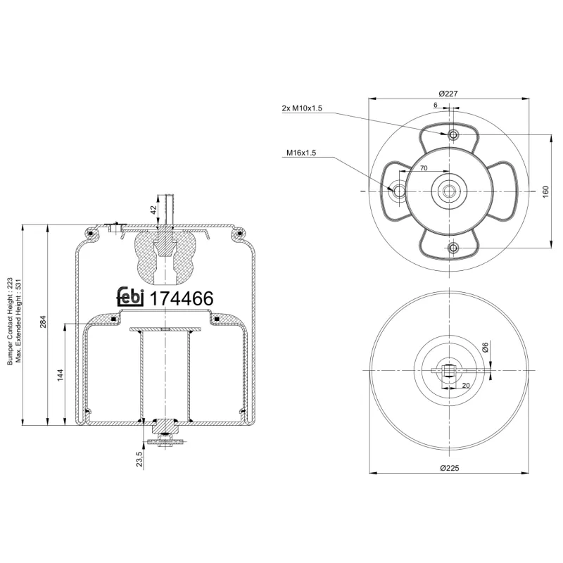 Ressort pneumatique, suspension pneumatique FEBI BILSTEIN 174466