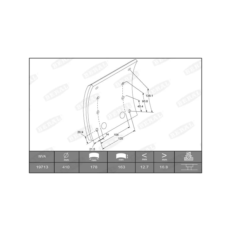 Garniture de sabot de frein BERAL KBL19713.1-1560