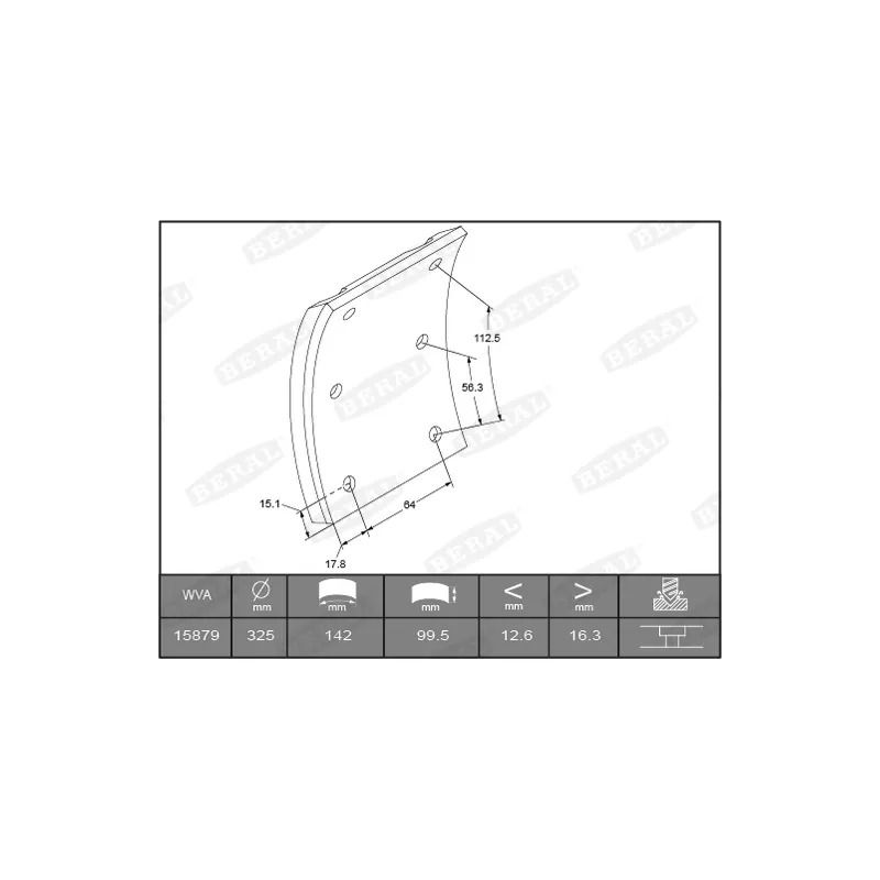 Garniture de sabot de frein BERAL KBL15879.1-1649