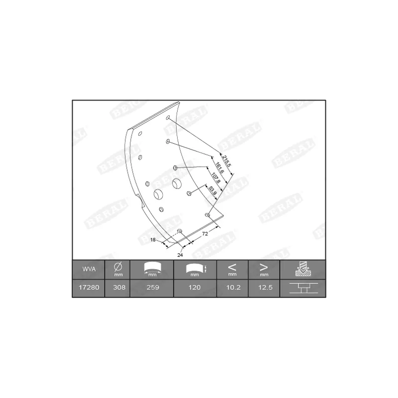 Garniture de sabot de frein BERAL KBL17280.1-1561