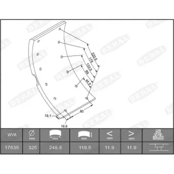 Garniture de sabot de frein BERAL KBL17635.0-1560