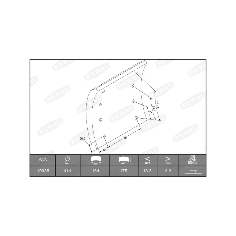 Garniture de sabot de frein BERAL KBL19935.1-1627