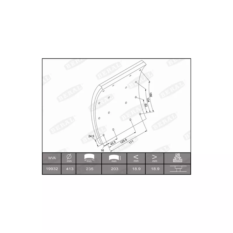 Garniture de sabot de frein BERAL KBL19932.2-1637