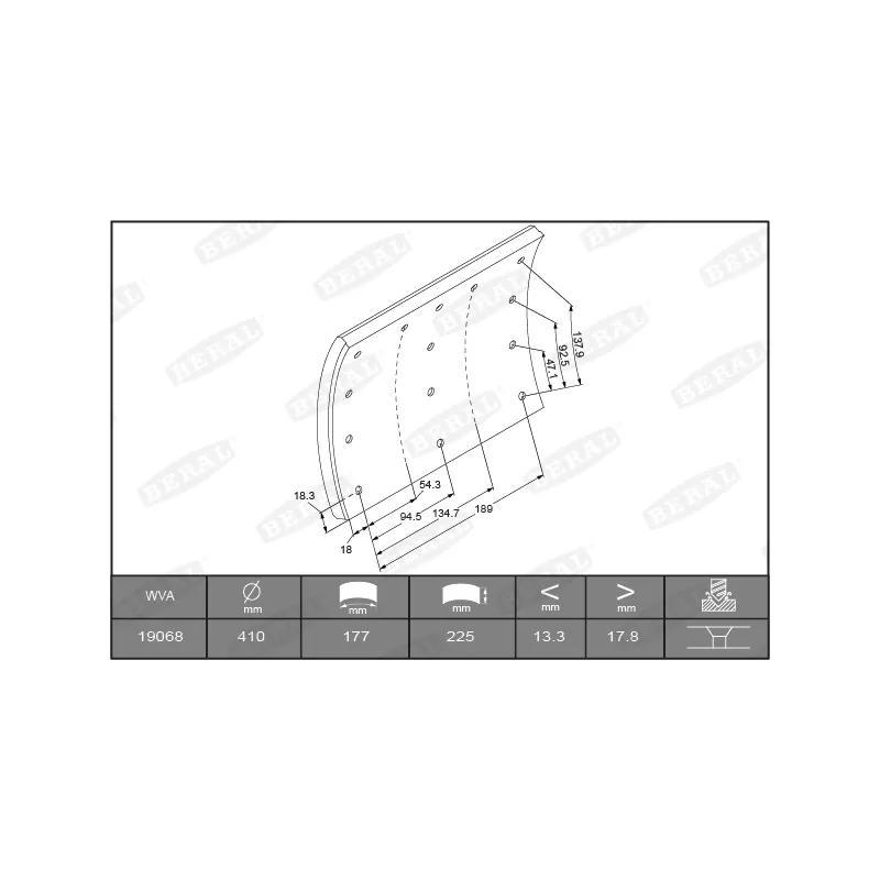 Garniture de sabot de frein BERAL KBL19068.0-1550