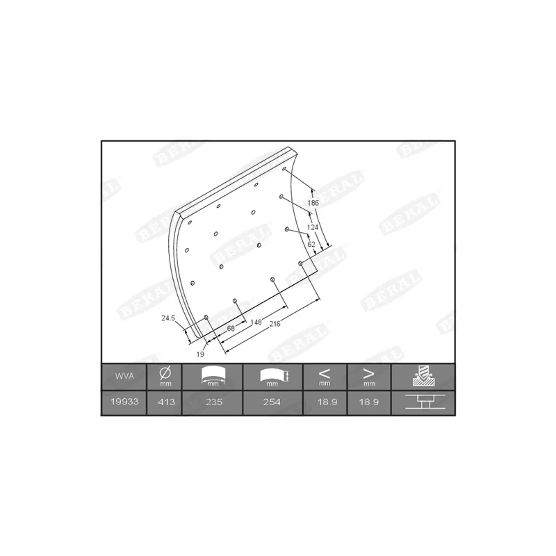 Garniture de sabot de frein BERAL KBL19933.1-1637