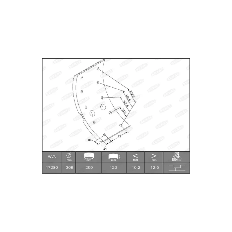 Garniture de sabot de frein BERAL KBL17280.3-1561