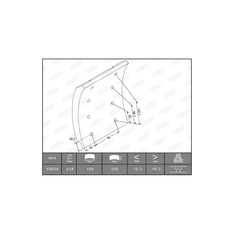 Garniture de sabot de frein BERAL KBL19934.0-1627