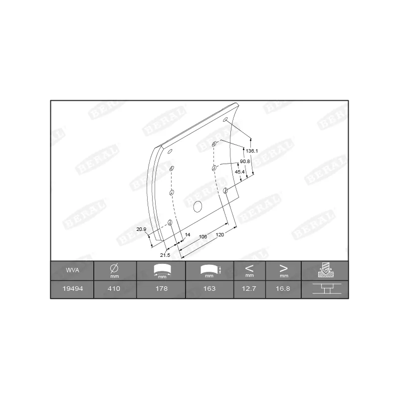 Garniture de sabot de frein BERAL KBL19494.1-1575