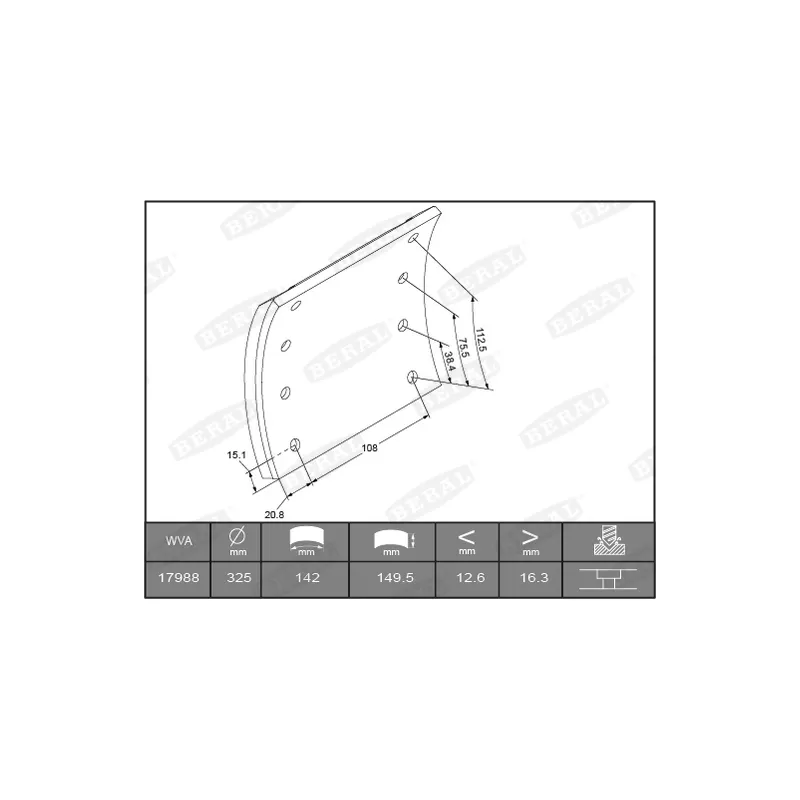 Garniture de sabot de frein BERAL KBL17988.1-1649
