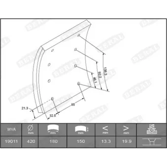 Garniture de sabot de frein BERAL 19010 20,10 60 6 1616