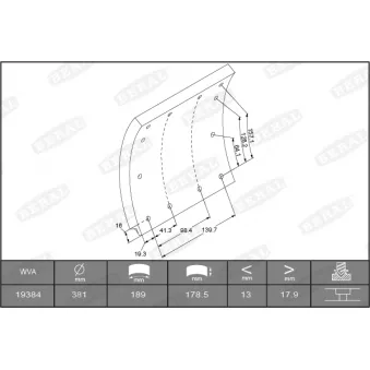 Garniture de sabot de frein BERAL 19384 20,15 60 5 3652