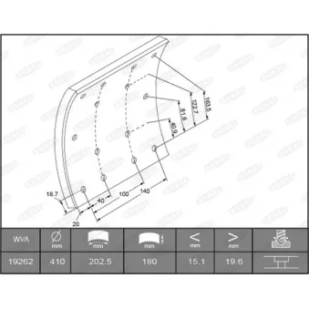 Garniture de sabot de frein BERAL 19262 19,80 60 5 1637