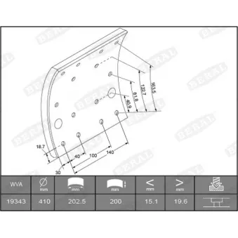 Garniture de sabot de frein BERAL 19263 20,80 60 5 1637