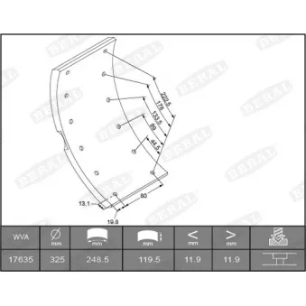 Garniture de sabot de frein BERAL 17635 13,00 60 3 1560