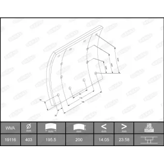 Garniture de sabot de frein BERAL 19116 21,70 00 6 1637