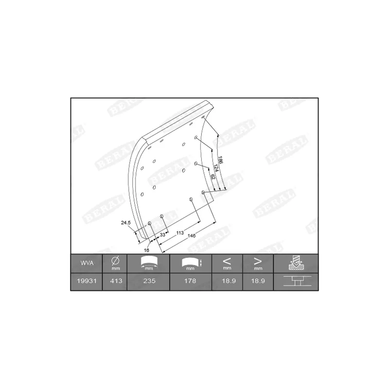 Garniture de sabot de frein BERAL KBL19931.0-1550